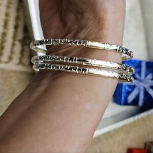 STERLING Silver Bangle Bracelets - Set of 3